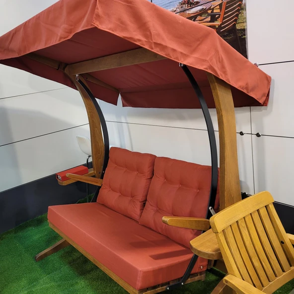 Bahçeme Maçka Ahşap Salıncak - 4 Kişilik Bahçe Salıncağı - Masif Gürgen - Resim 2