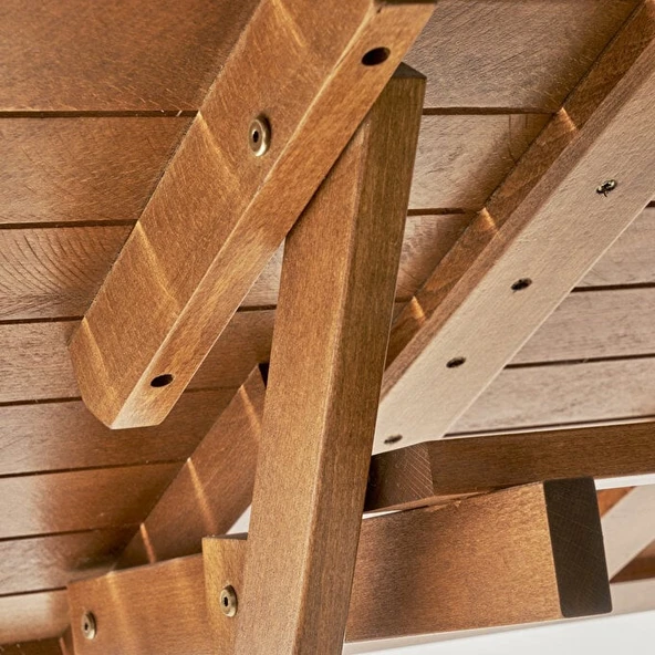 Bahçeme Yönetmen LX Katlanır Ahşap Bahçe Balkon Seti: 80x140 Masa + 4 Sandalye - Resim 11