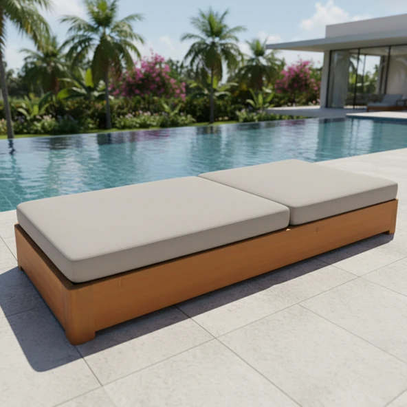 Bahçeme Malta Ahşap Şezlong - Masif Kayın - Plaj Havuz Bahçe Şezlongu - Resim 5