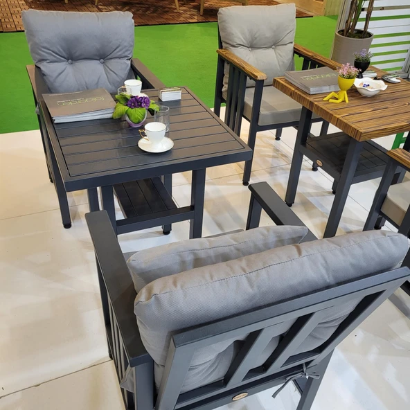 Bahçeme Çamlıca 2li Balkon Set - Alüminyum Bahçe  Teras Balkon Kanepe Takımı - Resim 9