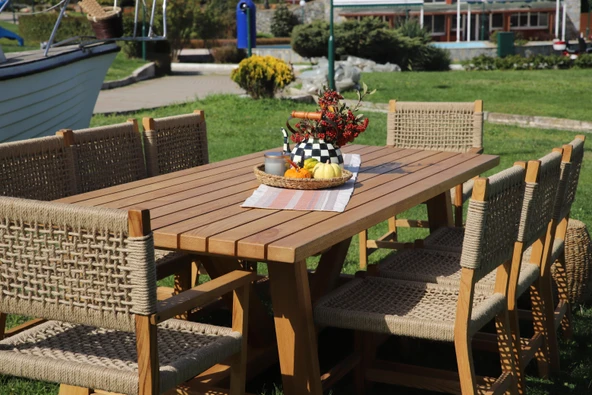 Bahçeme Taksim Kestane Bahçe Takımı: 8 Sandalye + 100X240 Masa - Resim 4