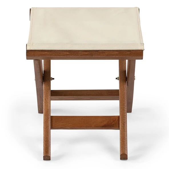 Bahçeme Kaş Ahşap Tabure - Masif Gürgen & PVC Oturum & Katlanır Model - Resim 3