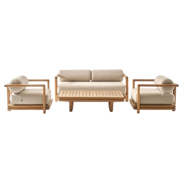 Bahçeme Tibet Ahşap Oturma Grubu Minderli - Masif Kayın 5 Kişilik Koltuk Takımı - Resim 6