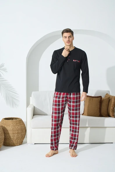 Kocabey 9218 Erkek Midi Yaka Pijama Takım - Resim 2