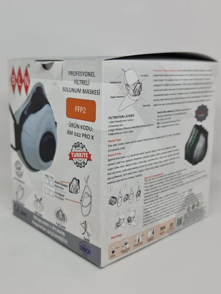 BLN BM 022 PRO X FFP2 NR Toz Maskesi (1APARAT 5 MASKE) - Resim 5