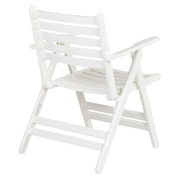 Bahçeme Antalya Katlanır Ahşap Bahçe Balkon Takımı Beyaz: 60x60 Masa + 2 Düz Minderli Sandalye - Resim 9