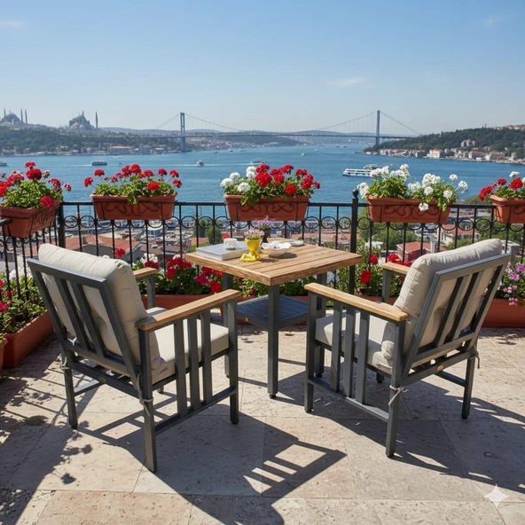 Bahçeme Çamlıca 2li Balkon Set - Alüminyum Bahçe  Teras Balkon Kanepe Takımı ürün görseli 1