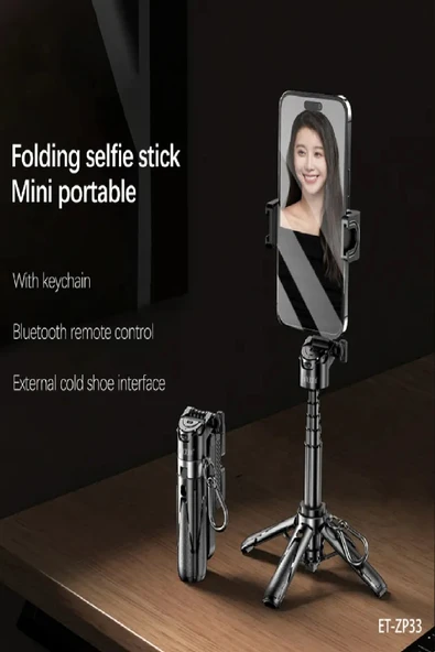 3'ü 1 arada Taşınabilir Mini Tripod & Selfie Çubuğu Titreşim Önleyici Tripod Bluetooth Kumanda 43cm - Resim 8