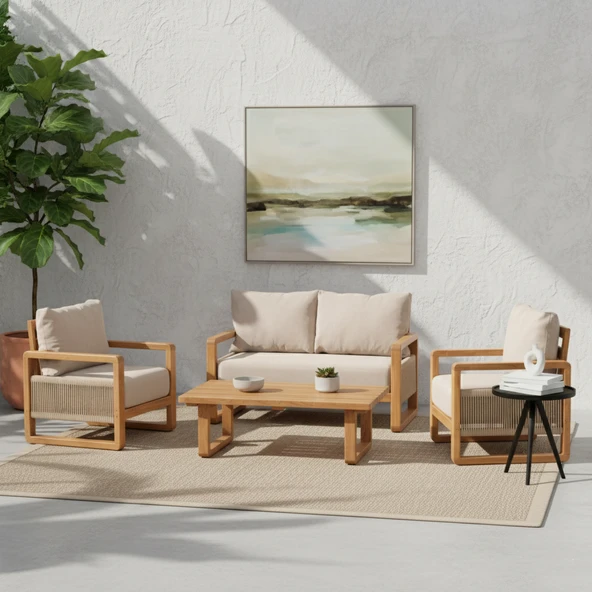 Bahçeme Oslo Bahçe Koltuk Tekli - Kestane İç Ve Dış Mekan Koltuğu (Minderli) - Resim 8