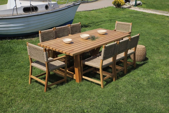 Bahçeme Taksim Kestane Bahçe Takımı: 8 Sandalye + 100X240 Masa - Resim 8