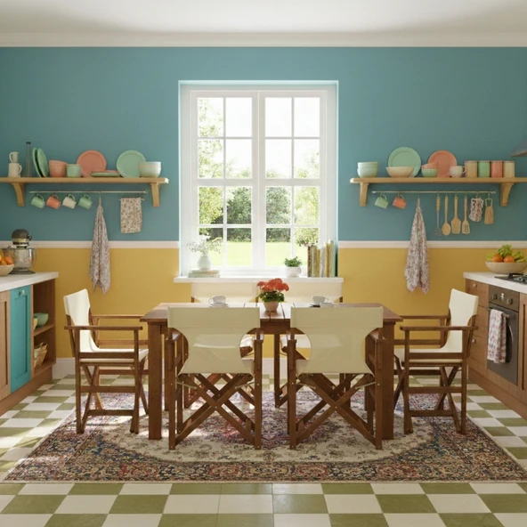 Bahçeme Yönetmen S Ahşap Bahçe Balkon Seti: 80X160 Sabit Masa + 4 Sandalye - Resim 3