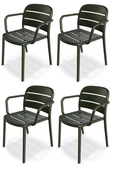 Papatya Beykoz Koltuk Servi Yeşil 4lü Paket - Plastik Bahçe Balkon Mutfak Sandalyesi ürün görseli 1