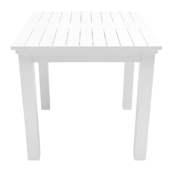 Bahçeme Kaş 80X80 Sabit Ayaklı Ahşap Masa - Beyaz Renk Teras Balkon Bahçe Masası - Resim 3