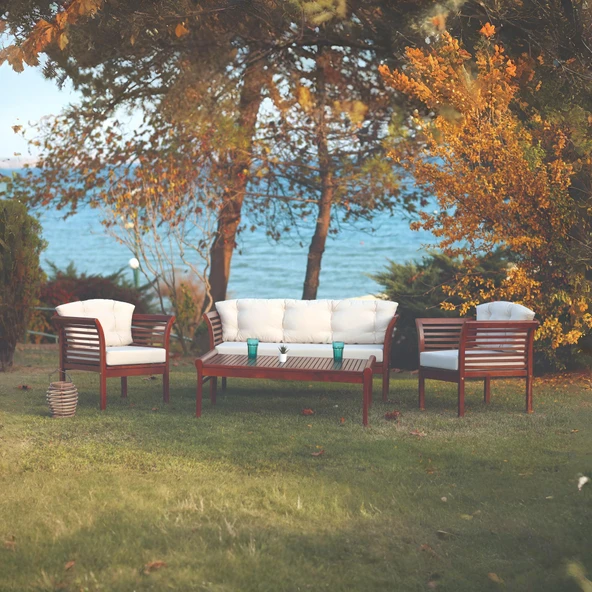 Bahçeme Çeşme Bahçe Oturma Grubu 5 Kişilik - Ahşap Koltuk ve Sehpa Takımı - Resim 3