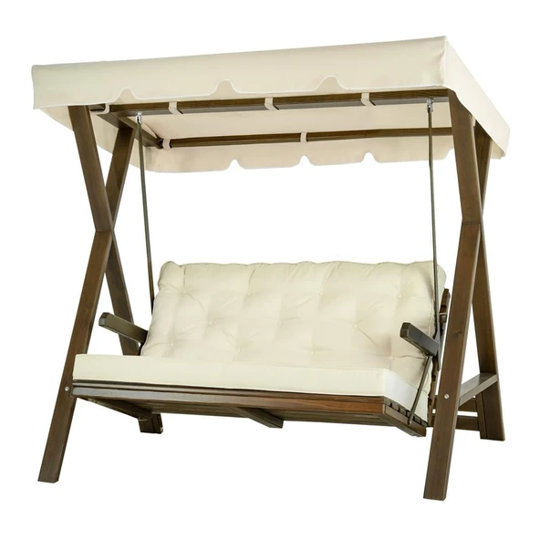 Mobeva Meda XL Ladin Ahşap Salıncak Dış Mekan Bahçe, Teras Salıncağı -Lacivert ürün görseli 1