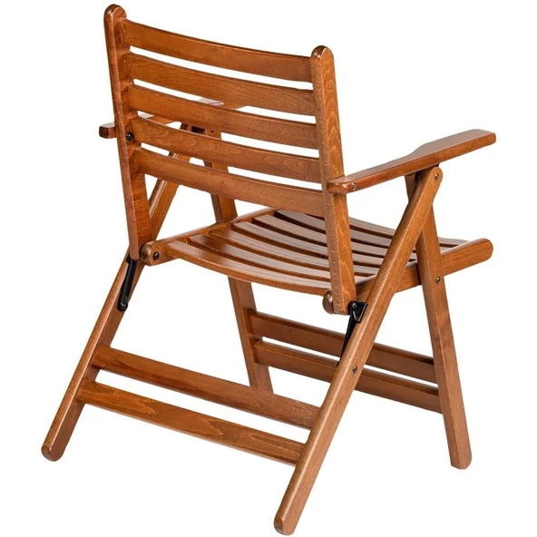 Bahçeci London 2li Düz Minderli Set - Katlanır Ahşap Bahçe Balkon Takımı - 60x60 Masa + 2 Sandalye - Resim 4