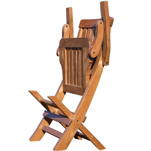 Bahçeme Avşa Side Ahşap Bahçe Balkon Takımı: 80x160 + 40 cm Uzayan Masa & 8 Katlanır Sandalye - Resim 8