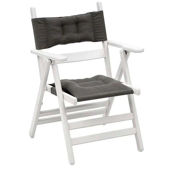 Bahçeme Marmaris Minderli Ahşap Bahçe Balkon Takımı Beyaz: 80X140 Masa + 4 Sandalye Katlanır Set - Resim 5