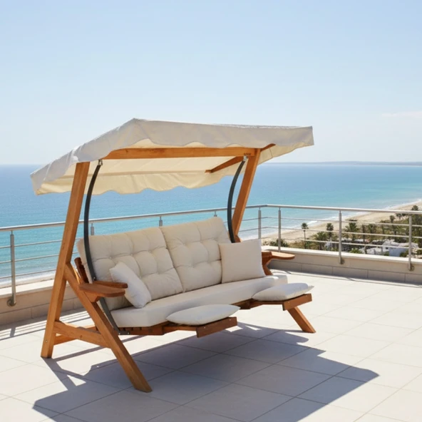 Bahçeme Belgrad Ahşap Bahçe Salıncak 2 Kişilik - Ekstra Sağlam Masif Gürgen ürün görseli 1