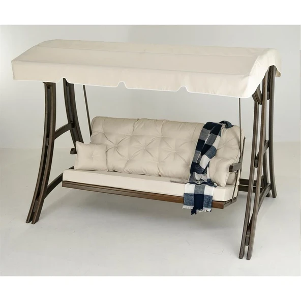 Mobeva Akasya 4lü Ladin Ahşap Salıncak Dış Mekan Bahçe, Teras Salıncağı -Lacivert - Resim 9