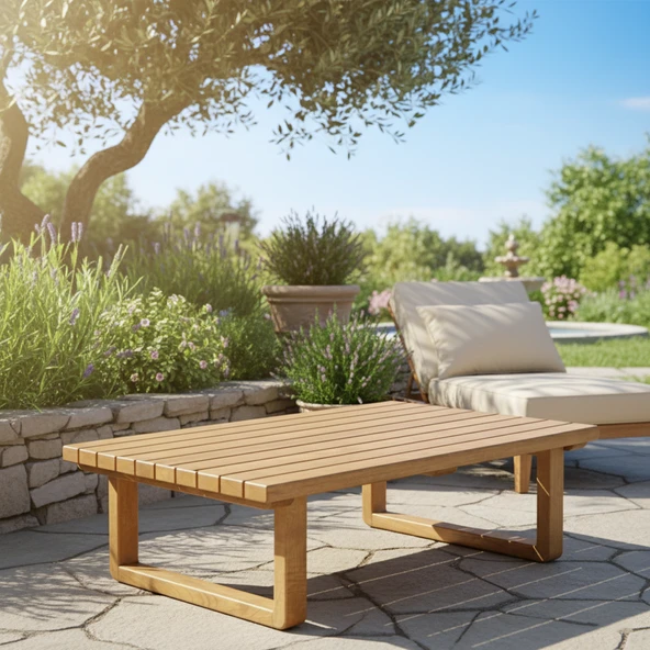 Bahçeme Sarıyer (LEO) Ahşap Sehpa 155x74x37 cm - Kestane Grubu Bahçe Balkon Sehpası ürün görseli 1