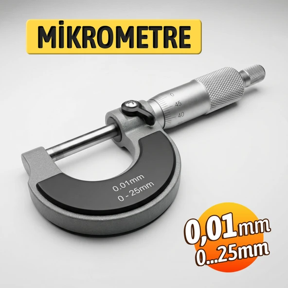 Standart Dış Çap Mikrometresi 0,01 mm Hassasiyet 0-25 mm Saklama Çantasında Ultra Hassa Ölçüm Aleti - Resim 3