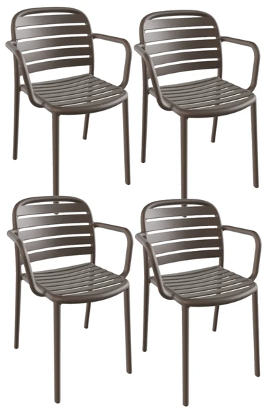 Papatya Tarabya Koltuk Küllü Kahve 4lü Paket - Plastik Bahçe Balkon Mutfak Sandalyesi ürün görseli 1