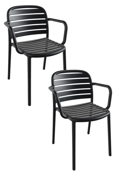 Papatya Tarabya Koltuk Antrasit 2li Paket - Plastik Bahçe Balkon Mutfak Sandalyesi ürün görseli 1