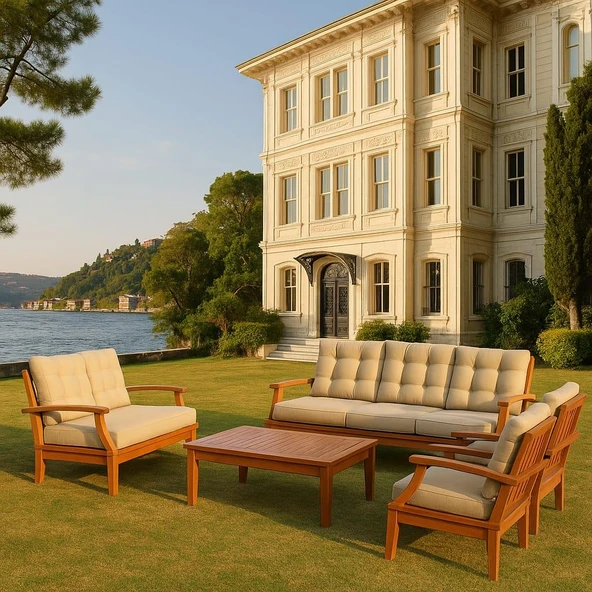 Bahçeme Çengelköy Bahçe Oturma Grubu 7 Kişilik - Ahşap Koltuk ve Sehpa Takımı - Resim 2