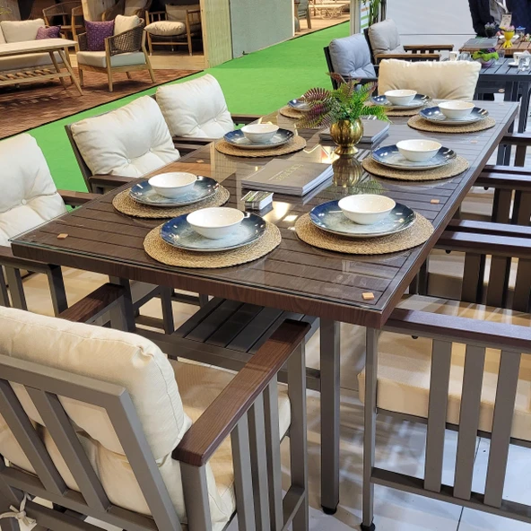 Bahçeme Çamlıca Alüminyum Bahçe Balkon Masası 75x130 - İstenilen Ölçülerde Üretim - Resim 4