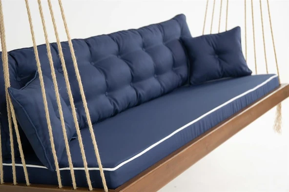 Mobeva Mome XL 4lü Ladin Ahşap Salıncak -Tavana Asmalı Salıncak -Lacivert - Resim 5