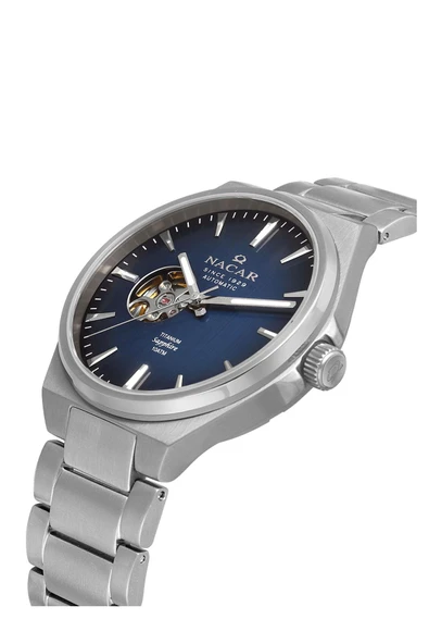 NACAR SAFİR CAM KLASİK GÜMÜŞ ERKEK KOL SAATİ NC33-258378-ALM - Resim 2