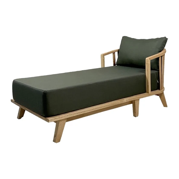 Bahçeme Emirgan Ahşap Şezlong - Masif Kestaneden Plaj Havuz Bahçe Şezlongu (Minderli) ürün görseli 1