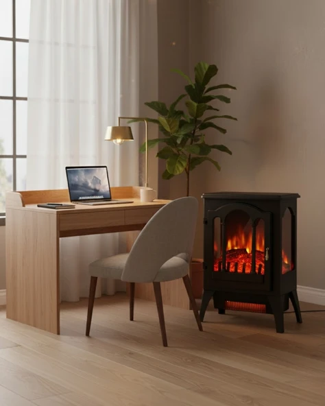 Reyo Stove Hatti 1950W Ayaklı Elektrikli Şömine - Resim 2