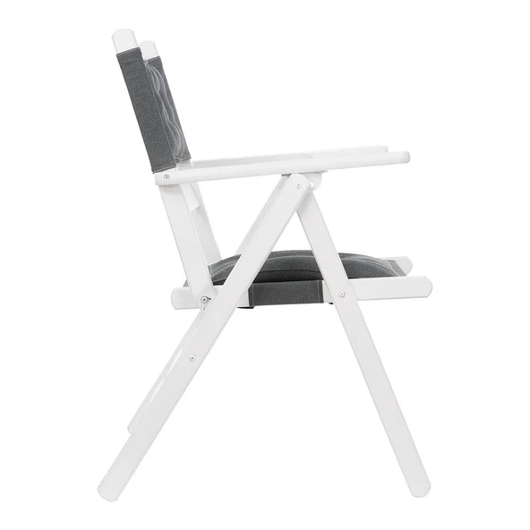 Bahçeme Marmaris Minderli Ahşap Bahçe Balkon Takımı Beyaz: 80X140 Masa + 4 Sandalye Katlanır Set - Resim 6