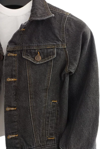 Çocuk Kot Ceket / Antrasit - Resim 2