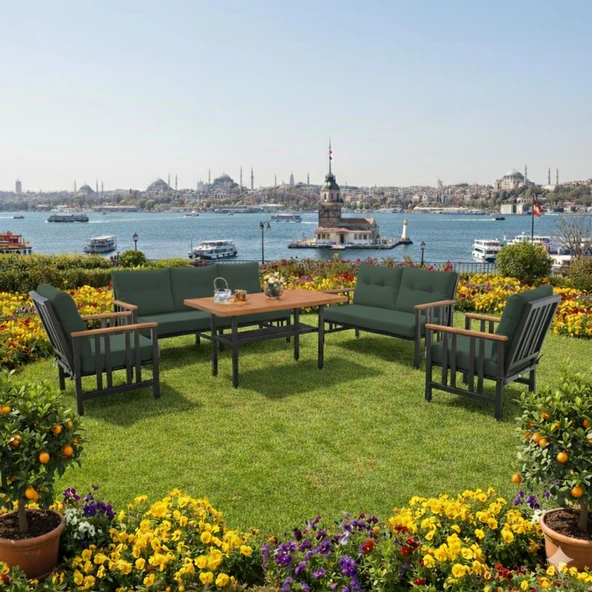 Bahçeme Çamlıca Alüminyum Bahçe Oturma Grubu - 7 Kişilik Bahçe, Balkon Koltuk Takımı ürün görseli 1