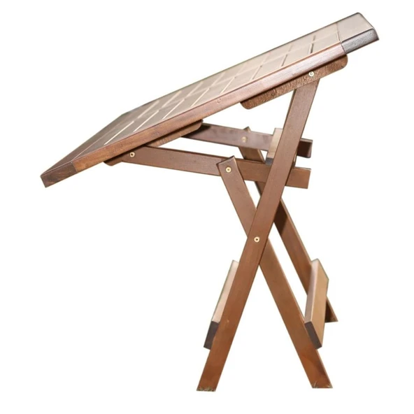 Bahçeme Bodrum 90X180 Katlanır Ahşap Masa - Masif Gürgen Teras Balkon Bahçe Masası - Resim 8