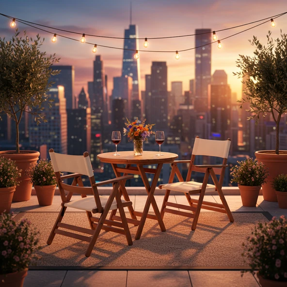 Bahçeme Marmaris Katlanır Sandalye - Masif Gürgen Ahşap & Krem Minder - Resim 10