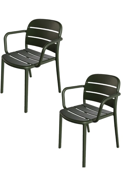 Papatya Beykoz Koltuk Servi Yeşil 2li Paket - Plastik Bahçe Balkon Mutfak Sandalyesi ürün görseli 1