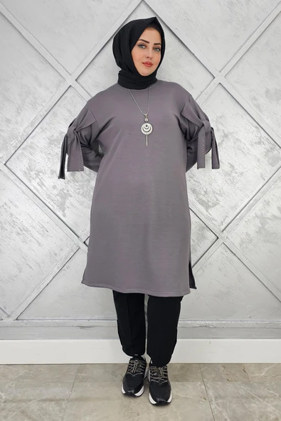 KADIN TAŞ VE KOLYE DETAYLI TESETTÜR TUNİK ürün görseli
