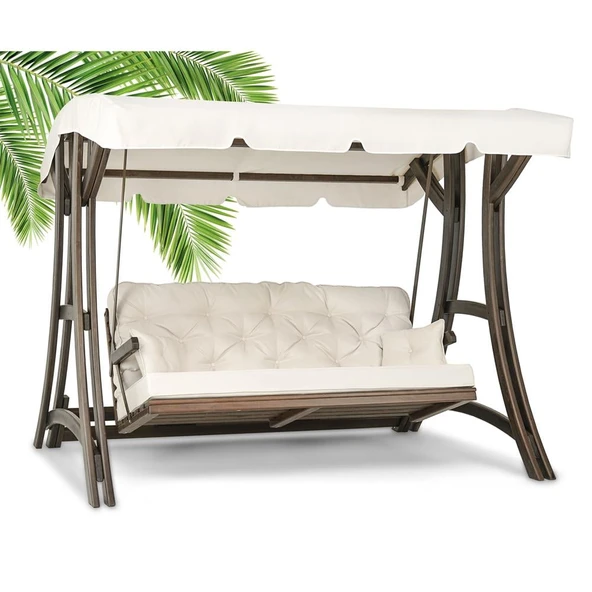 Mobeva Akasya 4lü Ladin Ahşap Salıncak Dış Mekan Bahçe, Teras Salıncağı -Lacivert ürün görseli 1