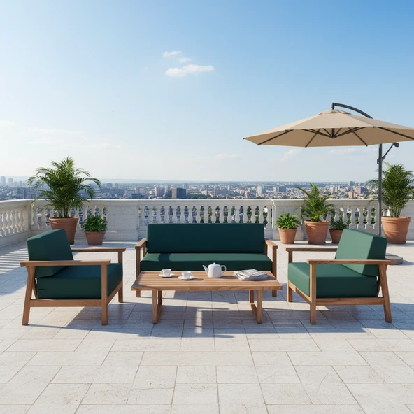 Bahçeme Üsküdar (Malaga) Bahçe Koltuk Tekli - Kestane İç Ve Dış Mekan Koltuğu (Minderli) - Resim 6