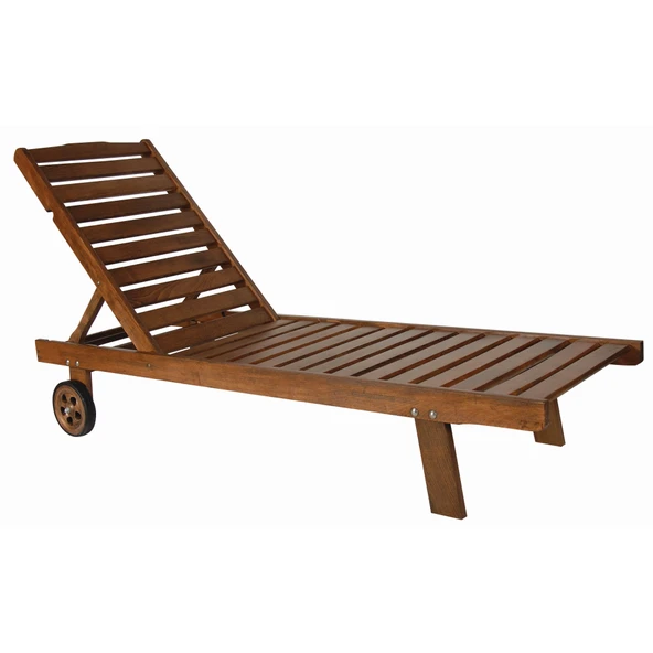 Bahçeme Riva Kademeli Ahşap Şezlong - Tekerlek Ayaklı Plaj Havuz Bahçe Şezlongu - Resim 2