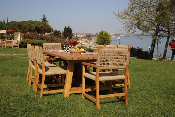 Bahçeme Taksim Kestane Bahçe Takımı: 8 Sandalye + 100X240 Masa - Resim 6
