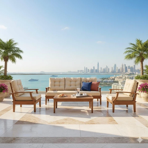 Bahçeci İstanbul Bahçe Oturma Grubu 3-1-1 -Ahşap Koltuk Ve Sehpa Seti - Resim 4