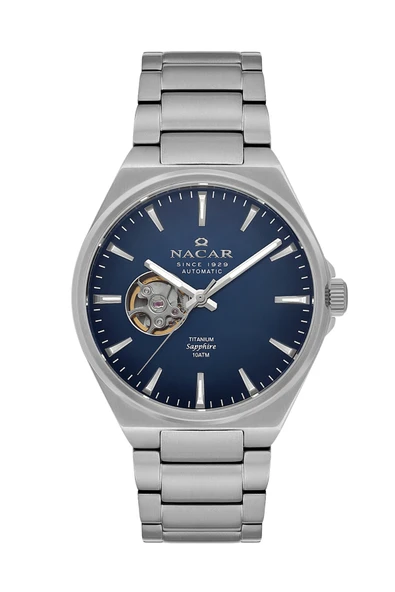 NACAR SAFİR CAM KLASİK GÜMÜŞ ERKEK KOL SAATİ NC33-258378-ALM ürün görseli