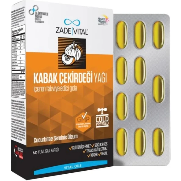 Zade Vital Kabak Çekirdeği Yağı 320 Mg 60 Yumuşak Kapsül - Blister ürün görseli 1
