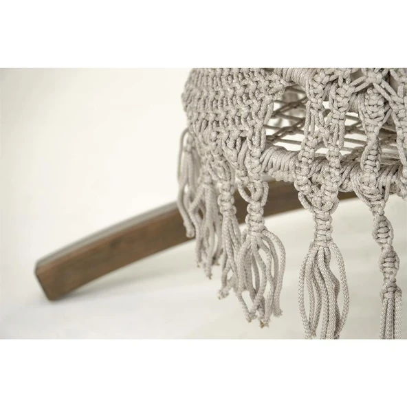 Mobeva Bade Klasik Ladin Ahşap Örgülü Salıncak - Bahçe, Balkon ve Teraslarda -Krem - Resim 7