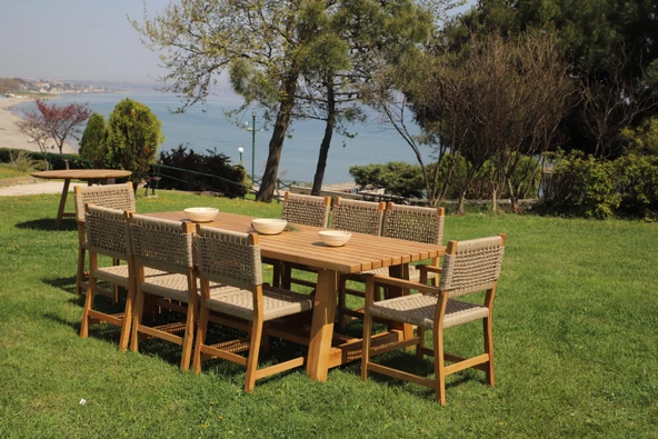 Bahçeme Taksim Kestane Bahçe Takımı: 8 Sandalye + 100X240 Masa - Resim 7